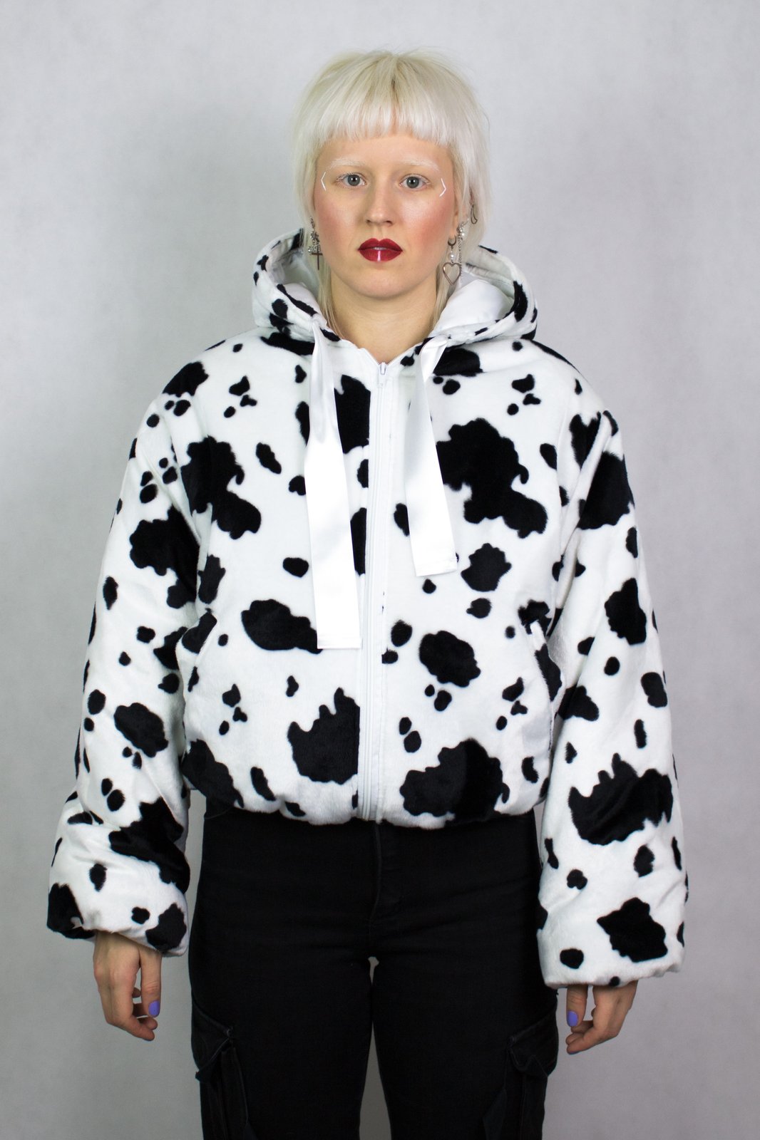 Cow print fluffy discount hoodie